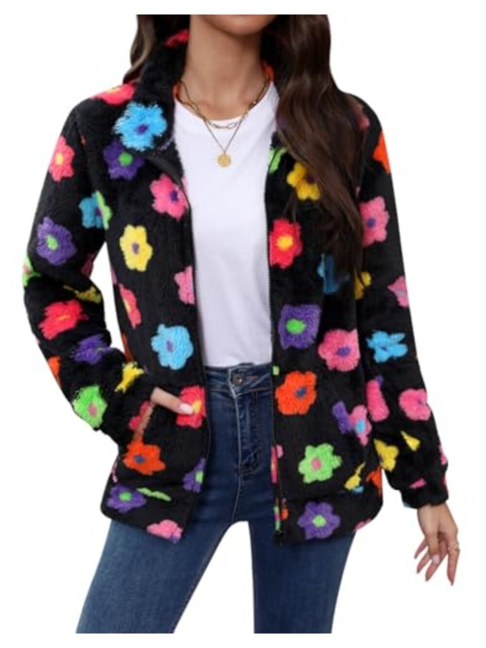 Women's Sherpa Fleece Full Zip Jacket Warm Winter Cardigan